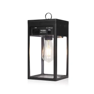 Solar Portable Edison Bulb Outdoor Lantern Matte Black