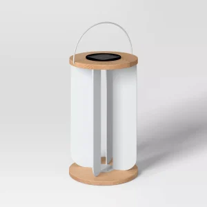 Wood Solar LED Outdoor Lantern Tan
