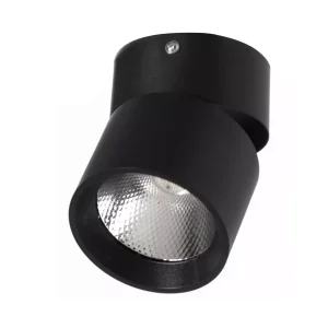 Aluminum Round LED Ceiling Spotlight - Adjustable Downlight with 15 Watt Cool White 4000K - Energy Efficient Ceiling Mounted Spot Light Black Set of 2