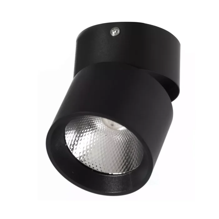 Aluminum Round LED Ceiling Spotlight - Adjustable Downlight with 15 Watt Cool White 4000K - Energy Efficient Ceiling Mounted Spot Light Black Set of 2